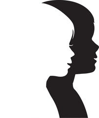 並んだ子供の横顔シルエット
