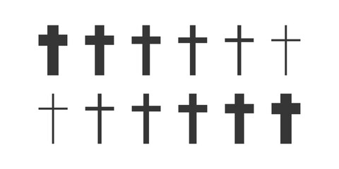 Set of Christian cross vector symbol. Christian cross icons.