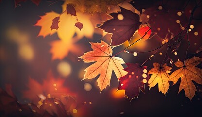 Autumn Fall Leaves Soft Background with Copy Space for Text. Generative Ai