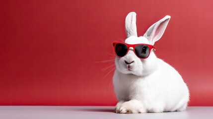 Obraz premium A Bunny with Cool Glasses on Isolated Background