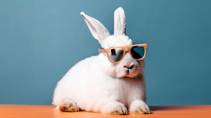 A Bunny with Cool Glasses on Isolated Background