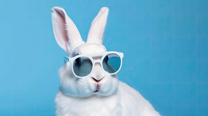 A Bunny with Cool Glasses on Isolated Background
