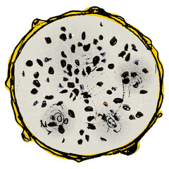 Naklejka premium Round slice of cut Yellow Dragon Fruit or Pitaya. Pitahaya cactus. Selenicereus megalanthus. Hand drawn colorful rough sketch. 