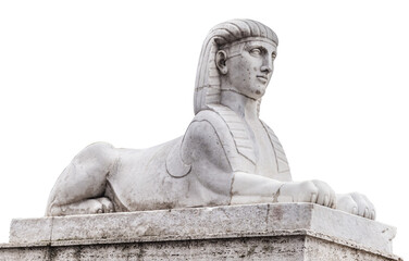 Fototapeta na wymiar Sphinx statue isolated on transparent background. PNG file.