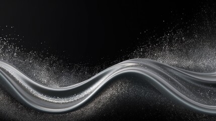 Silver Glitter Abstract Wave Background. Generative Ai.