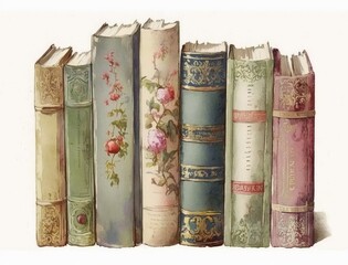 Watercolor Book Illustration isolated on white background. generative ai.