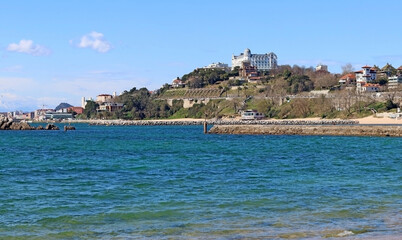 Fototapeta premium The Royal Hotel (Hotel Real). Hotel located in the Bay of Santander, in Cantabria, Spain