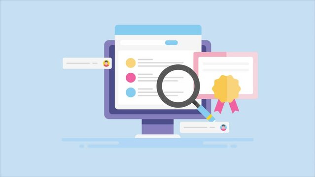 Selling digital courses, e-learning and online education enrolment, skill development and certification program, video animation.