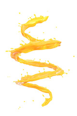 Closeup Orange Juice drinks liquid splash isolate on white background. 3D Rendering.