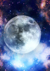 Obraz na płótnie Canvas Full moon on starry sky