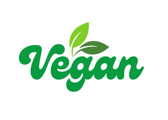 Vegan sign with leaf illustration 