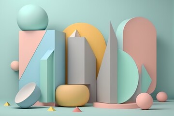 Abstract mock up scene pastel color. geometry shape podium background for product. 3d rendering