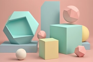 Abstract mock up scene pastel color. geometry shape podium background for product. 3d rendering