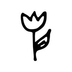 Vector illustration. Doodle Style.Flower.Tulip.Spring.Summer.Flowers.Retro.Cartoon Style.Popular.Doodle Modern.Black Stylish Hand-drawn on White Background.Print for Textile,Web Design,Social Media.
