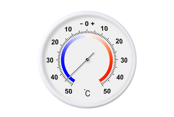 Celsius scale thermometer isolated on transparent background. PNG file. Ambient temperature minus...