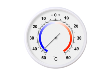 Celsius scale thermometer isolated on transparent background. PNG file. Ambient temperature minus 45 degrees