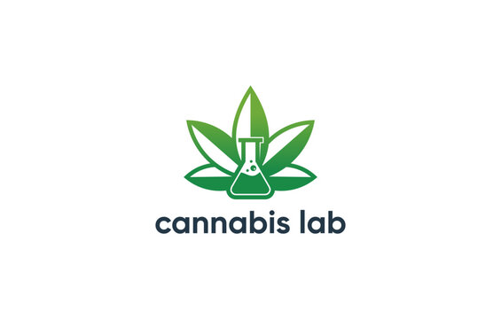 cannabis lab modern negative space logo design