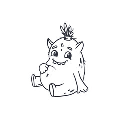 Cute cartoon monster on white background.Icon monster.Alien.Coloring.Doodle.