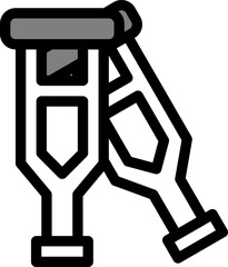 The crutches icon, symbolizing mobility aids for people with injuries to the legs or feet. The icon is commonly used to indicate the presence of medical care 