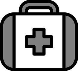 Fototapeta premium The first aid kit icon, symbolizing medical supplies for basic emergency care. The icon is commonly used to indicate the location of first aid supplies in homes, workplaces, and public spaces