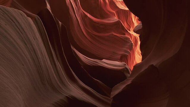 Inside The Textured Walls Of Antelope Canyon Slot In Page, Lechee, Arizona. Low Angle