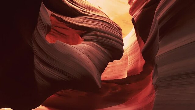 Remarkable Landscape Of Smooth Red Walls Of Navajo Upper Antelope Canyon In Lechee, Arizona. Tilt-up