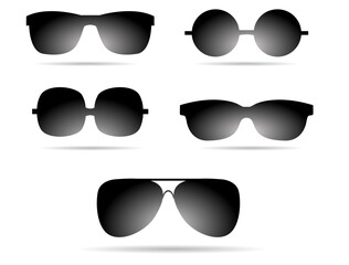 black silhouettes sun glasses retro 

style
