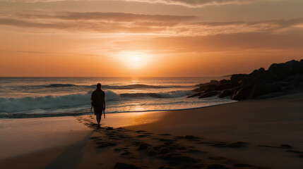 beach, sunset, sea, silhouette, sky, ocean
