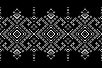 Nature vintages cross stitch traditional ethnic pattern paisley flower Ikat background abstract Aztec African Indonesian Indian seamless pattern for fabric print cloth dress carpet curtains and sarong