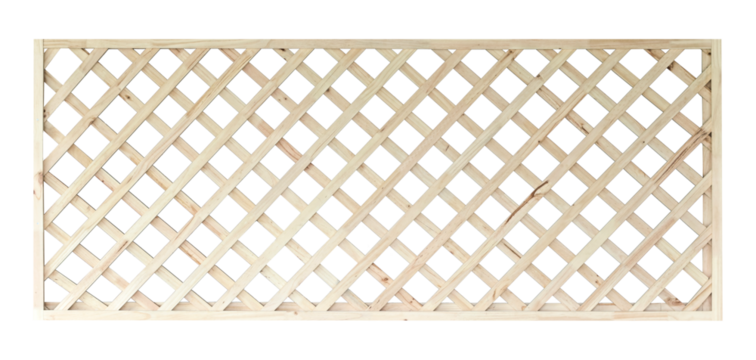 Grid of wooden fence isolate on white background. lattice wooden fence.