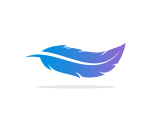 Obraz premium Blue feather vector illustration logo