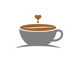 Coffee beans on the cup and love above