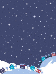 Fantasy planet web banner illustration in winter landscape