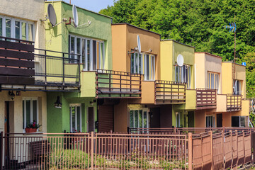Row of terraced houses in Terlicko municipality, Czech Republic