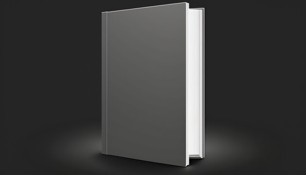Gray book cover mockup in dark background