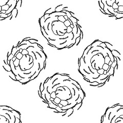 Christmas wreath in outline doodle style isolated on white background. Vector seamless pattern EPS10.