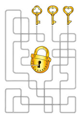 Labyrinth game for children, choose the right key