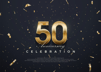 50th anniversary celebration, vector 3d design with luxury and shiny gold. Premium vector background for greeting and celebration.