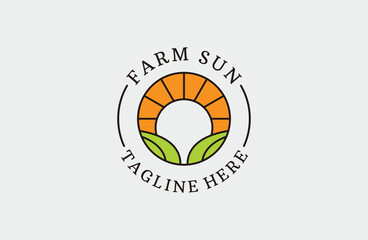 Vintage Farm sun Field Simple Logo Branding.