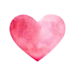 Hand painted watercolor heart isolated on a white background.