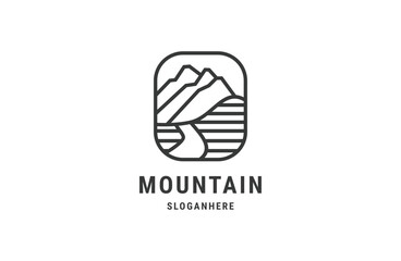 Black mountain logo design template line style .