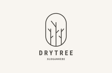 dry tree logo design, dry season with logo line art