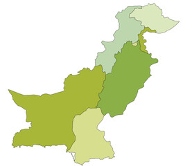 Highly detailed editable political map with separated layers. Pakistan.