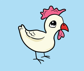 A cute illustration of a chicken.