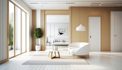 Fototapeta premium modern minimal wood room ai generated
