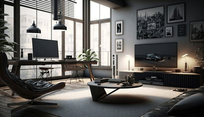 Interior of the living room. modern living room interior, home decor. Generative AI