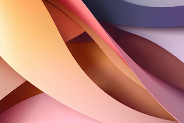 Abstract Paper Background With 3D Folded Soft Sunset Gradient Colors. Generative AI.