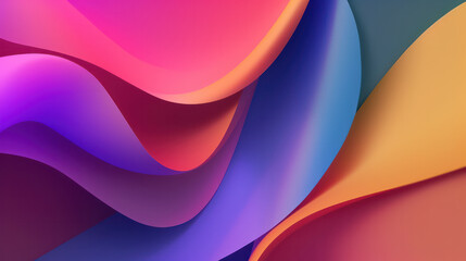 Abstract Paper Background With 3D Folded Bright Sunset Gradient Colors. Generative AI.