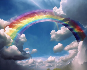 rainbow bridge in the sky, animal crossing to the afterlife, pet afterlife - obrazy, fototapety, plakaty