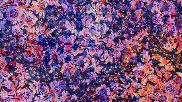 Colorful floral pattern on fabric. Abstract background and texture for design.